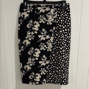 Cato Black and Cream Asymmetrical Skirt